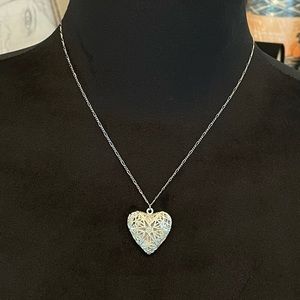 VTG 1950s Sterling Silver Necklace Heart Locket
